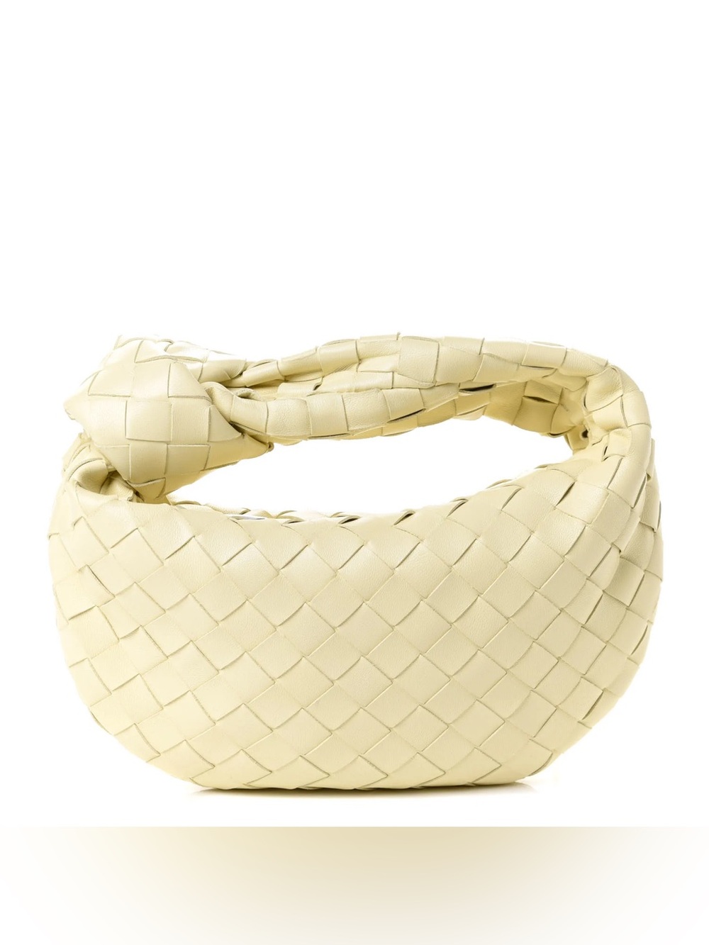 Bottega Veneta Pale Yellow Intrecciato Knot Mini Hobo